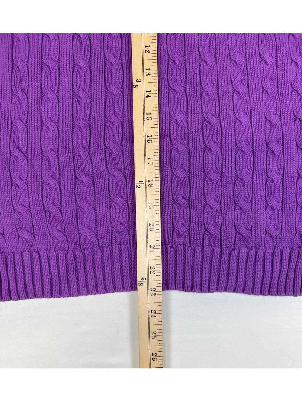 Ralph Lauren Sport Women's L Purple Cable Knit Cotton Crewneck Pullover Sweater - Picture 8 of 10